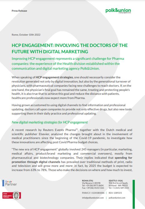 Preview of PolkAndUnion's press release about the article on HCP Engagement