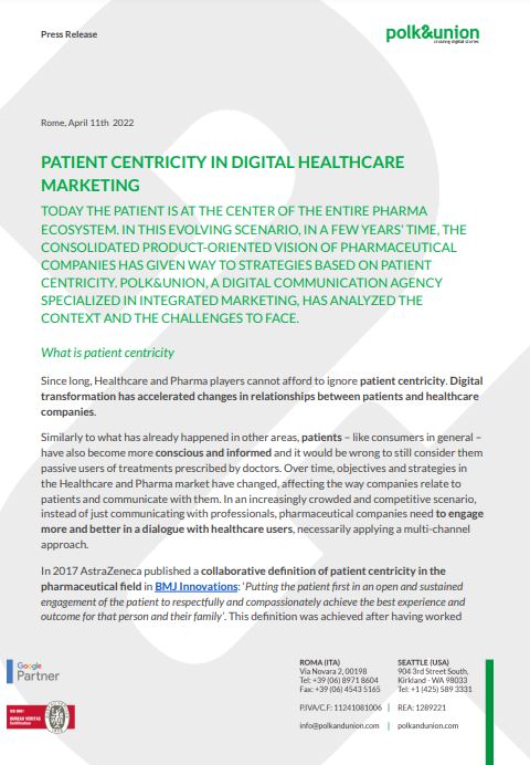Press release about patient centricity in digital healthcare marketing